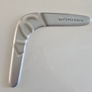 CHANEL Silver-metallic Boomerang vintage rare collectibles